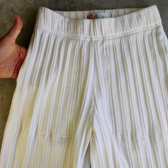 Free People Beach Cropped Ribbed Pants White Cream Comfy Pull On Size XS - Picture 8 of 12